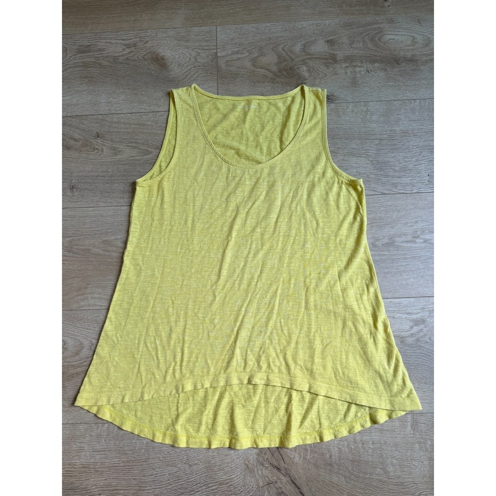 EUC Eileen Fisher scoop neck yellow hemp linen tank top high low coastal size XS